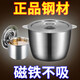 Anti-scald double ears stainless steel lard can large capacity lard pot high temperature resistant household seasoning jar double ears with lid closed lid lard can 2 liters - no gifts no opening