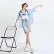 HMRSV2025 NEUER NEUE High-T-Fünf-Punkte-Denim-Shorts für Frauen losen und schlankes Retro-Design mittelgroße Hose Trendy Moonlight Blue-H9930 M Empfohlenes Gewicht 99-109jin [Jin entspricht 0,5 kg]
