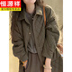 恒源祥棉服女复古纯色减龄菱格夹棉服外套女秋冬装通勒百搭休闲外套女 咖色(薄棉) 902 L(115-125斤) 902