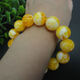 Holy glass natural amber beeswax bracelet Russian material white flower ore bracelet necklace round bead pendant for men and women chicken oil yellow bracelet 12mm white honey amber 16 pieces in a bunch
