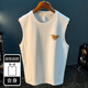 Qianji (QIANJI) American loose vest men's summer trendy printed sleeveless heavy vest casual sports sweatshirt white [HJ9906-1] M suitable for 90-108Jin [Jin equals 0.5 kg]
