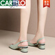 
CARTELO 2025 new fish mouth sandals for women in summer genuine leather thick heel medium heel fashion and versatile women's internet celebrity sandals apricot color 38