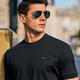 Mr. BU Brand Logo runder Nacken mercerisierter Baumwoll-T-Shirt Frühlings- und Sommermode lässig Kurzärmelige Herrenkleidung AT12052 Black 2xl (185)