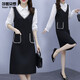 Shanidoluo large size women's spring and autumn clothing new style fat MM fat man looks slim and covers belly fake two-piece dress 16753 black 2XL recommended 130-150Jin [Jin equals 0.5 kg] wear