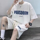 GANBPU TRENDY TRATY Men's 24 Textura de verano de verano Estilo nuevo Estilo Hong Kong Estudiante Gran tamaño Sports Sports Sports Sports Sports T753 Traje gris M