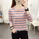 
Kexin 145150 short round neck long sleeve T-shirt for women plaid high-end color woven spring and autumn striped long T-shirt for women K829 ruby ​​blue_(color) L suggestion 106-120Jin[Jin equals 0.5 kg]