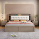 Yu Feiqi Nordic Solid Wood Bed Double Bed Modern Simple High Box Night Light Storage Charging Bed 9902# Bed + Latex Brown Pad [Comfortable Latex] 1.8*2.0m (High Box with Tail Draw)