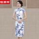 Hengyuanxiang porcelana azul y blanca mejorada Cheongsam nueva 2025 joven temperamento retro vestido pequeño verano 9197 flor de hierba azul s