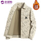 PHIELIERPS official trendy brand casual jacket for men in autumn and winter Korean style printed handsome lapel high street jacket baseball uniform top for men Khaki - Spring and Autumn (NE01) XL (recommended 130-150Jin Jin is equal to 0.5kg)