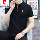 
Pierre cardin summer short-sleeved T-shirt men's collar business lapel t-shirt solid color simple collar clothes half-sleeved top fashionable and versatile QY686 black 2XL 145-160Jin [Jin equals 0.5 kg]