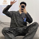Modal Men's Pajamas Adolescente de primavera y otoño ADOMBRADO Cárdigan de gran tamaño de gran tamaño pantalones de manga larga Conjunto de ropa para el hogar 9902 (cárdigan de manga larga) M (75100Jin [Jin equivale a 0.5 kg]) Altura por debajo de 165