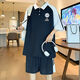 简方位大童男装12岁到15岁短袖中学生T恤夏季POLO衫套装男孩12-15岁青少 5012绿色短袖+短裤 均码  M 70-100斤左右
