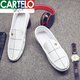 Cartelo Frühling und Sommer Neue Herren Beanie Schuhe Korean faule Schuhe Low top top topper Lederschuhe weiche Oberfläche Weiche alleinige trendige Herren lässig Schwarz 9851 42