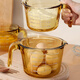 Jiaqi glass measuring cup with scale, high temperature resistant kitchen special baking tool, food-grade egg-beating cup, milk glass, amber 500+1000ml+silica gel, oil brush+scraper