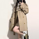FOX.G Windbreaker Jacket Women's Mid-Length 2025 New Straight Autumn Women's Thin Style High-end Small Spring and Autumn Women's Clothing British Style Mid-Length Windbreaker Khaki S Recommended 130Jin Jin is equal to within 0.5kg