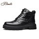 J.Benato [Buque insignia de la marca] Botas de cuero para hombres Botas de cuero para hombres Genuine Leather Men's Gen Velvet Boots Martin de suela gruesa cálida NUEVO Winter Style Black 40