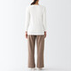 MUJI Women's Thick Cotton U-neck Eight-quarter Sleeve T-shirt Pure Cotton Bottoming Shirt Home Clothes Top Autumn Clothes Thermal Underwear White XL (165/92A)