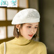 HTKD new beret women's spring and summer thin lace beret women's summer Korean style versatile beret hat elegant style burgundy
