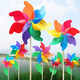Wooden pole seven-color windmill toys children's size and size outdoor handmade DIY material kindergarten decoration gift 24cm+32cm windmill [2 packs]