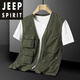 JEEP SPIRIT[无领]夏季男士马甲休闲多口袋轻薄款背心速干工装钓鱼背心坎肩装 灰色 XL 135-155斤