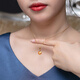 Haitong selected thick gold 18K gold diamond South Sea gold bead pearl pendant single golden seawater pearl necklace for women A grade/slightly flawed rich gold 10-11mm +s925 silver chain