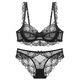 VRSZEE Light Luxury Marke Unterwäsche für Frauen Dünnstil BH Set kleine Brüste und sexy Spitzenunterwäsche verführerische Bikini schwarz 80c