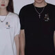 MDlila《两件装》情侣装夏季衣服短袖t恤套装一男一女宽松上衣班服定制 男白+女白-两件装 2XL 男+女M