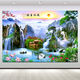The landscape painting of the flowing water makes money, beautiful artistic conception, living room attracts wealth, and hanging paintings, welcoming pine waterfall background mural A32PP glue with glue on the back 80*120 cm
