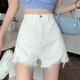 Miao Yijia denim shorts for hot girls, summer new super shorts for outer wear, wide-legged, high-waisted, raw edges for women, versatile, ripped denim shorts, white M, recommended 95-105Jin Jin is equal to 0.5kg