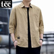 Lee DPRRE Pure Cotton 7-Viertel-Ärmel-Hemd Herren Arbeit Jacke Koreaner Stil Trendy Lose Casual Shirt Herren lässig Hong Kong Style 723 Blau (7-Quartal) Lee01 XL