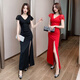 
Kun Linyi's temperament sauna sexy dress with long bathing and massage work clothes slim and slim evening dress foot massage technician suit 3882 black M