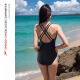Speedo swimsuit women's luxury series triangle one-piece slim fit belly covering sun protection sexy V-neck backless hot spring swimsuit black [luxury series, sexy backless] 34 [height 160/weight 50-57kg]