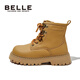 Belle Kinderschuhe, Kinder Martin -Stiefel, Herbst und Winter weicher Sohle plus Samt warme Lederstiefel, weiche Sohle -Kurzstiefel der Jungen, große gelbe Stiefel der Mädchen DE3890 Kamel 29