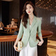Jian Ting pink suit jacket for women summer thin 2026 new mid-sleeve temperament high-end small suit three-quarter sleeve pink suit M