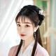 Hanfu ancient style hairpin headdress tassel step shake super fairy silk flower hairpin hair fork full set of hair accessories tiara ancient costume accessories Xia Zhi - (hairpin + hair comb + earrings) (ear hook style)