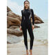 Ouston swimsuit women's one-piece long-sleeved trousers sun protection quick-drying conservative hot spring jellyfish suit snorkeling surfing wetsuit for women black gray swimming cap earplugs nose clip L 100-115Jin Jin equals 0.5 kg
