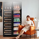Vincase double-door wine cabinet, constant temperature wine cabinet, moisturizing, large capacity, air-cooled double-door refrigerator, built-in wine cabinet, home living room, commercial display cabinet, tea and liquor preservation cabinet, 1.9 meters, dual temperature zone (red wine + ice bar B), 112 bottles, thin section 550mm deep