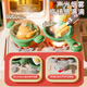 Linguo British Quality Children's Kitchen Toy Set Playing House Cooking Simulation Kitchenware Set Baby Boy and Girl [Kitchen Matcha Green] + Qinning Green Shopping Cart
