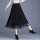 Yalu Free and Easy Skirt Women's Pleated Skirt Spring Versatile A-Line Skirt High Waist Lace Large Size Versatile Half-length Skirt Women WWY66070 Black One Size