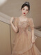 Fuyihao adult dress for women 18-girl dress for students puffy skirt 2025 new banquet temperament light luxury niche high-end design khaki long (champagne color) M