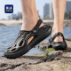 Heilan House Shoes New Spring and Summer Casual Breathable Comfort Versatile Croc Shoes Baotou Sandals Slippers Men Black 42-43