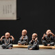 Jiuzao Chinese-style high-quality purple sand little novice tea pet ornaments Four Little Monks Zen desktop character decorations Can grow tea table ornaments Tea set accessories Tea play tea ceremony accessories Black pottery Four Little Monks set + base/ZSH