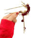 Qimei Love Hairpin New Chinese Style Engagement U-Shaped Hairpin Red Flower Pearl Tassel Ancient Style Coiled Hair Toast Wear Headwear Accessories Red Rose Tassel Hairpin