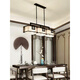 Xihe New Chinese Restaurant Chandelier Chinese Style Zen Tea Room Lamp Study Rectangular Bar Chandelier Guangdong Zhongshan Lamp [F Style Magnolia 4 Heads] 110*14*25cm