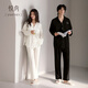 Yuenei Couple Pajamas Women's Spring and Autumn Style Autumn Long-sleeved Trousers Pure Cotton Home Clothes Men's New Chinese Style High-Quality Set 83226 Rice White Women's M (Male 90-110 Jin Jin equals 0.5 kg / Female 90-110 Jin Jin equals 0.5 kg)