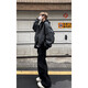 7 high-quality casual jackets for men in autumn and winter, quilted warm handsome hunting jackets, fake two-piece design hooded baseball uniform tops GWHG-3371 black gray XL 170-175cm 155-180Jin Jin is equal to 0.5 kg