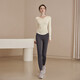 LULUUVTTOH yoga clothing suit women's Pilates autumn and winter fitness long-sleeved tops breathable running sports training clothes gray fake two-piece trousers L
