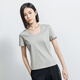 
Yifei (YIFINI) [Cool] Short loose T-shirt with silk U-neck for women's summer new thin style 2105Z983 Purple 0L