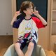 Langsha Children's Pyjamas Boys Summer Summer à manches courtes en coton mince Coton Boys Boys Petits étudiants d'âge moyen et d'été Cartoon Set Ltn673 165 suggéré 160-165 cm / 95-115jin [Jin est égal à 0,5 kg]