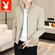 Playboy (Playboy) Herren neuer Stand-up-Kragenjacke Reißverschluss Hemd Top Frühling und Herbst Casual Fashion koreanischer Stil junge hübsche hübsche Boy Jacke 2687 Black M.